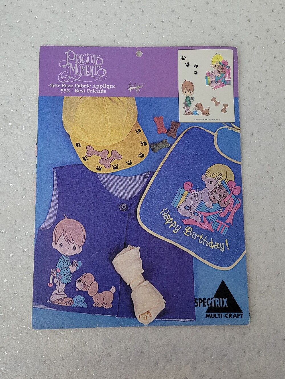 Precious Moments Best Friend Sew-Free Fabric Applique Set - Purple, Yellow, Blue